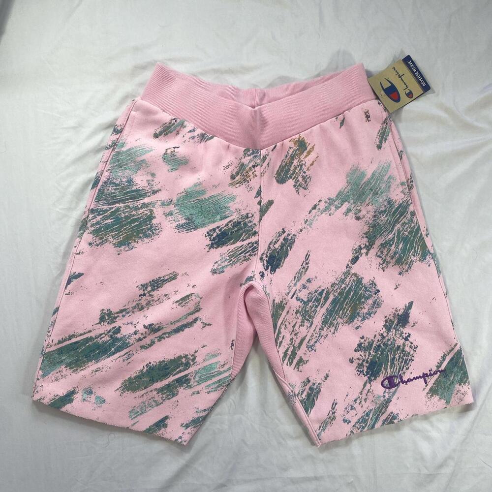 NWT Champion Reverse Weave heavy cotton Pink & Turquoise Blue Sweat Shorts.